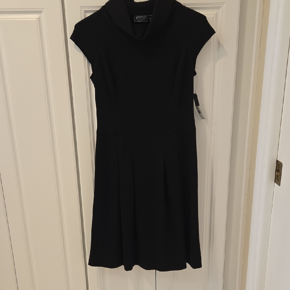 American Living Black Cowl-Neck Cap-Sleeve Midi Dress - Classic Black